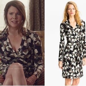 Diane von Furstenberg Heart Print Silk Wrap Dress